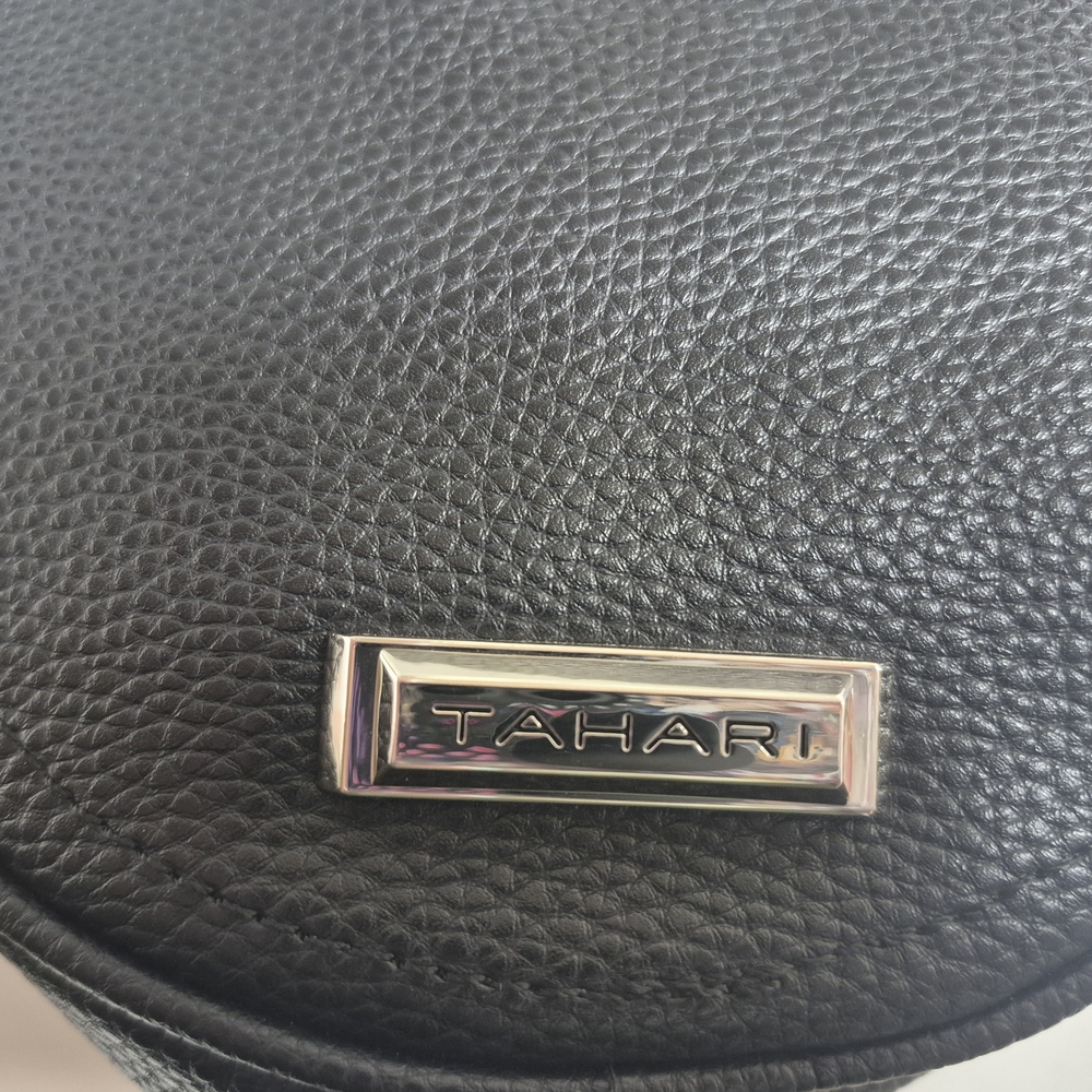 Tahari Black Faux Leather Round Crossbody Bag - Picture 2 of 9
